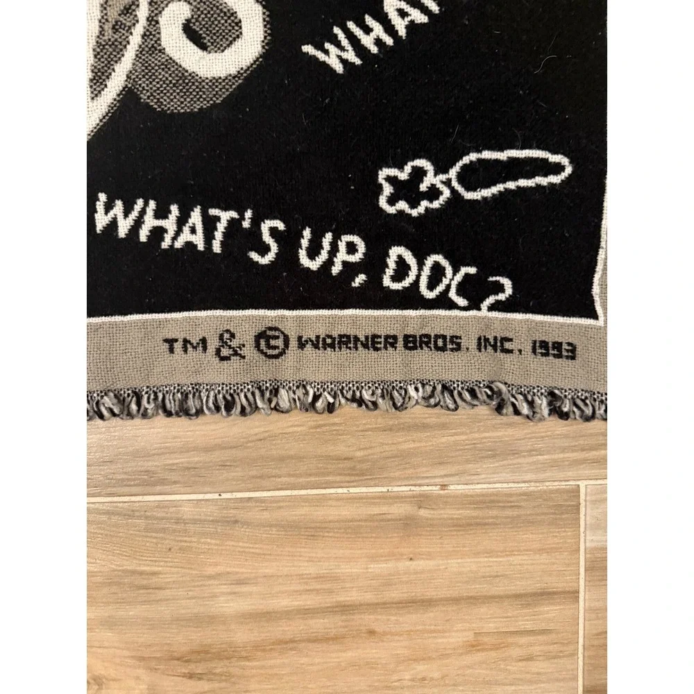Vintage 1993 Bugs Bunny Woven Tapestry Throw Blanket Looney Tunes 90s 54